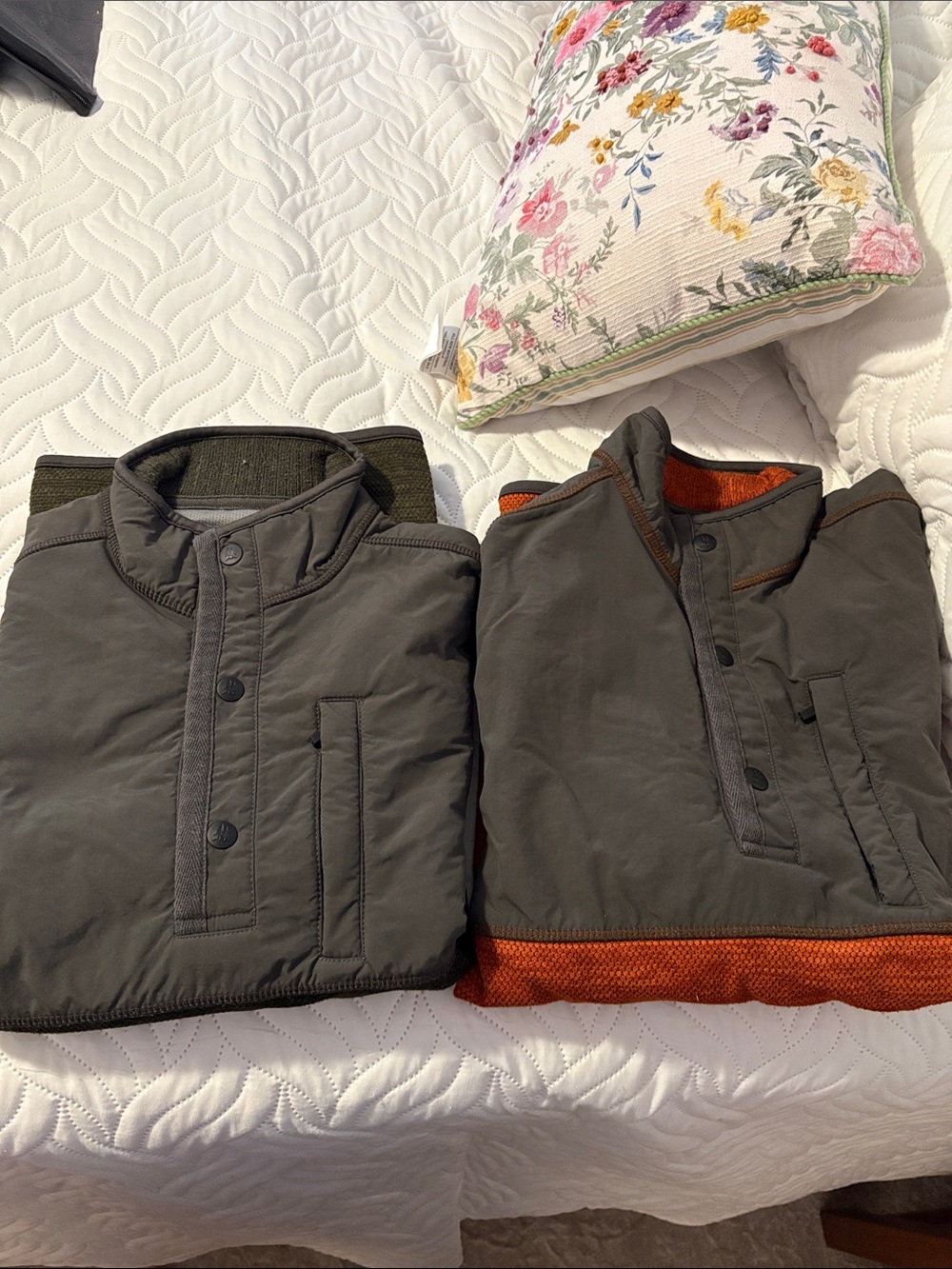 Two men quarter-button sweaters